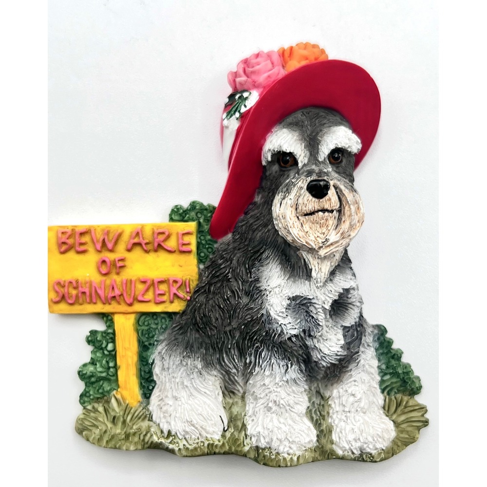 Willabee & Ward‎ Beware of Schnauzer Dog Wearing Hat Refrigerator Magnet Cute